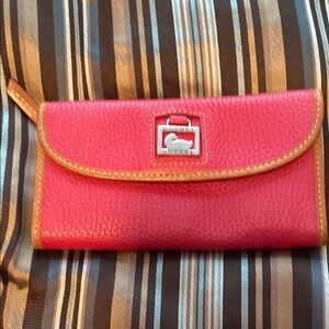 Dooney & Bourke Pink and Tan Pebbled Leather Wallet